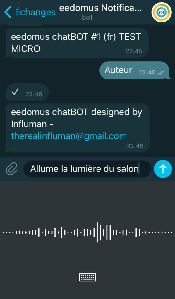 dictée telegram eedomus